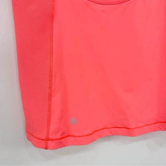 Lululemon Neon Orange Crossback Support Exercise Yoga Tank with Ribbed Sides - Picture 7 of 9